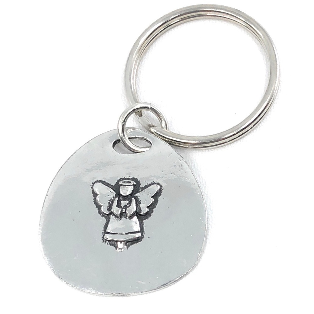Guardian Angel Pewter Key Ring Fob Chain Charm Handmade Artisan  NEW